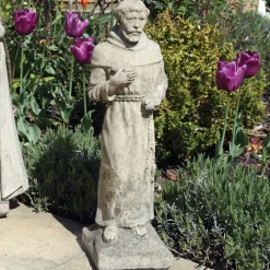 Statues & Sculptures Virgin Mary^Madonna and Friar Monk Stone Garden Statues