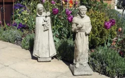 Statues & Sculptures Virgin Mary^Madonna and Friar Monk Stone Garden Statues