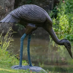 Statues & Sculptures Cranes^Majestic Crane 100cm Bronze Metal Garden Statue
