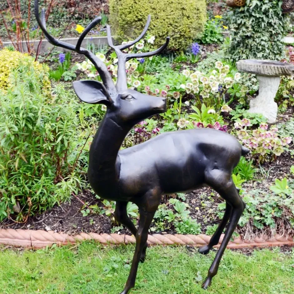 Statues & Sculptures Stags & Deers^Majestic Deer Bronze Metal Garden Statue