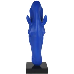 Statues & Sculptures Floor Standing|Animals^Majestic Horse Head 70cm Blu Blue Resin Sculpture