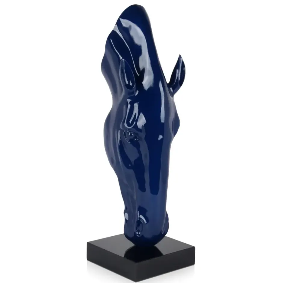 Statues & Sculptures Floor Standing|Animals^Majestic Horse Head 70cm Blue Resin Indoor Sculpture