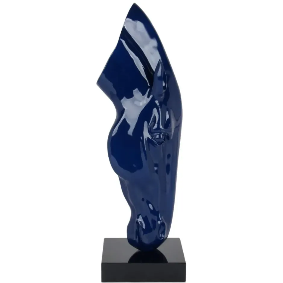 Statues & Sculptures Floor Standing|Animals^Majestic Horse Head 70cm Blue Resin Indoor Sculpture