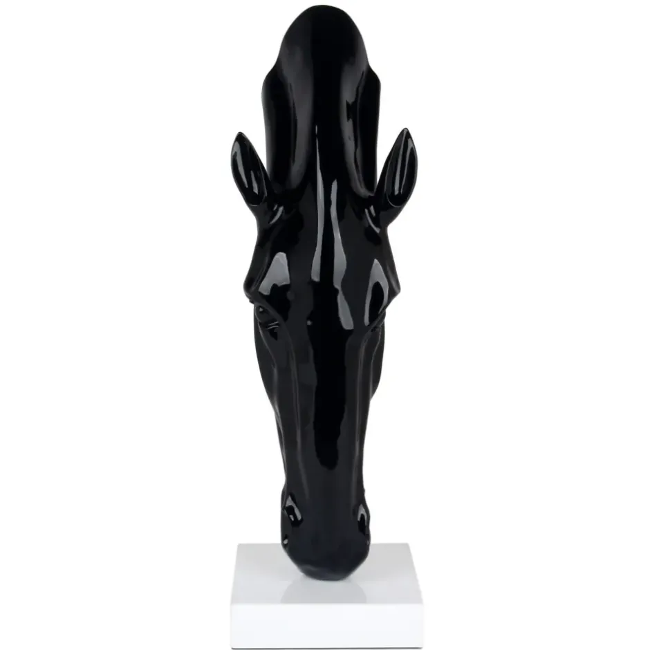 Statues & Sculptures Floor Standing|Animals^Majestic Horse Head 70cm Black Resin Indoor Sculpture