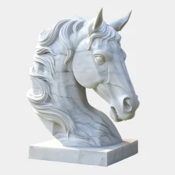 Statues & Sculptures Horses|Modern^Majestic Horse Head 120cm White Marble Garden Statue
