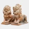 Statues & Sculptures Lions|Modern^Majestic Lion 100cm Yellow Marble Garden Statue