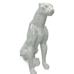 Statues & Sculptures Floor Standing|Animals^Majestic Panther 80cm Silver Resin Indoor Sculpture