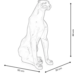 Statues & Sculptures Floor Standing|Animals^Majestic Panther 80cm Silver Resin Indoor Sculpture