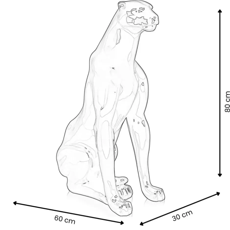 Statues & Sculptures Floor Standing|Animals^Majestic Panther 80cm Silver Resin Indoor Sculpture