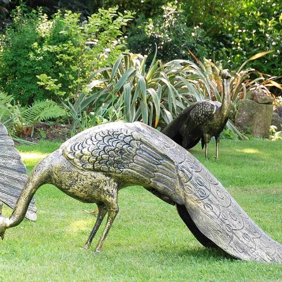 Statues & Sculptures Peacocks^Majestic Peacocks Life-Size Bronze Metal Garden Statues