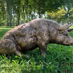 Statues & Sculptures Farm^Majestic Pig 36cm Bronze Resin Garden Ornament