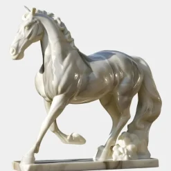 Statues & Sculptures Horses|Modern^Majestic Stallion 200cm White Marble Garden Statue