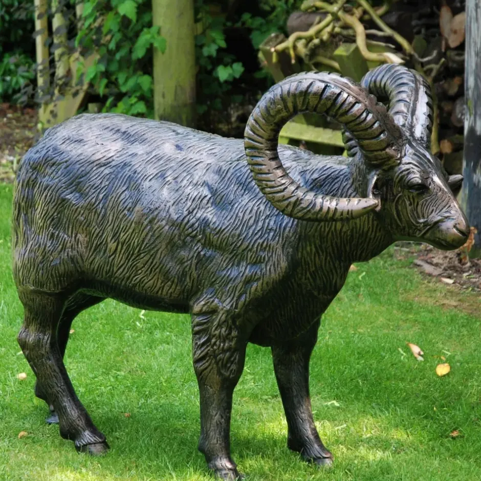 Statues & Sculptures Farm^Manx Loaghtan Ram Life-Size Bronze Metal Garden Statue