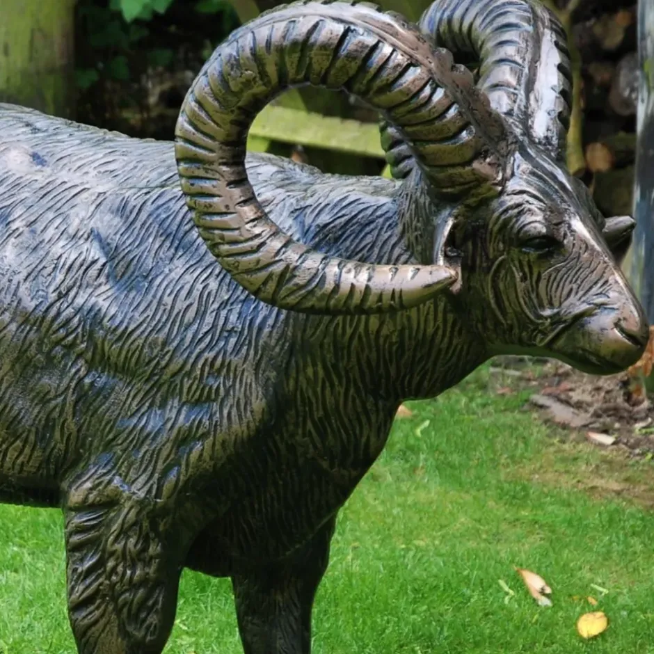 Statues & Sculptures Farm^Manx Loaghtan Ram Life-Size Bronze Metal Garden Statue