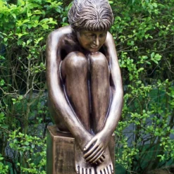 Statues & Sculptures Modern^Melina on Column 110cm Bronze Resin Garden Statue