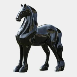 Statues & Sculptures Horses|Contemporary^Midnight Stallion 200cm Black Marble Garden Statue