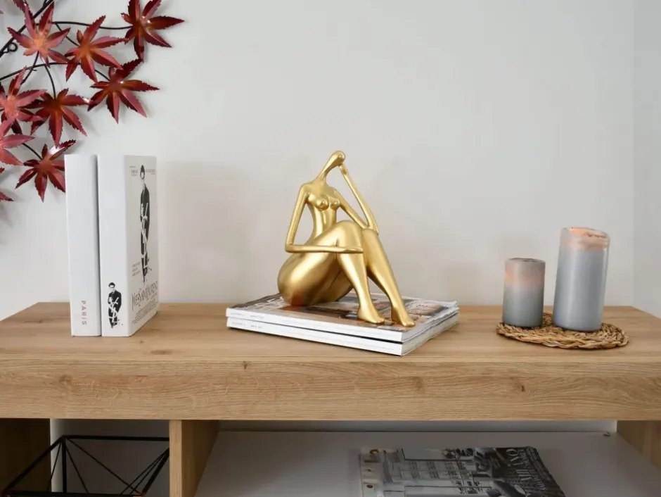 Statues & Sculptures Figurative|Table Top^Mindful Grace 26cm Gold Resin Indoor Sculpture