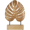 Statues & Sculptures Table Top|Contemporary^Monsera Leaf 45cm Gold Wood Indoor Sculpture