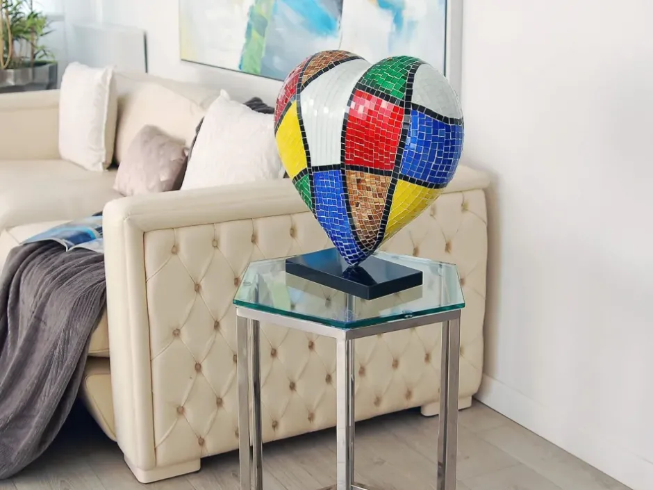 Statues & Sculptures Table Top|Pop Art^Mosaic Heart v2 46cm Pop Art Resin Indoor Sculpture