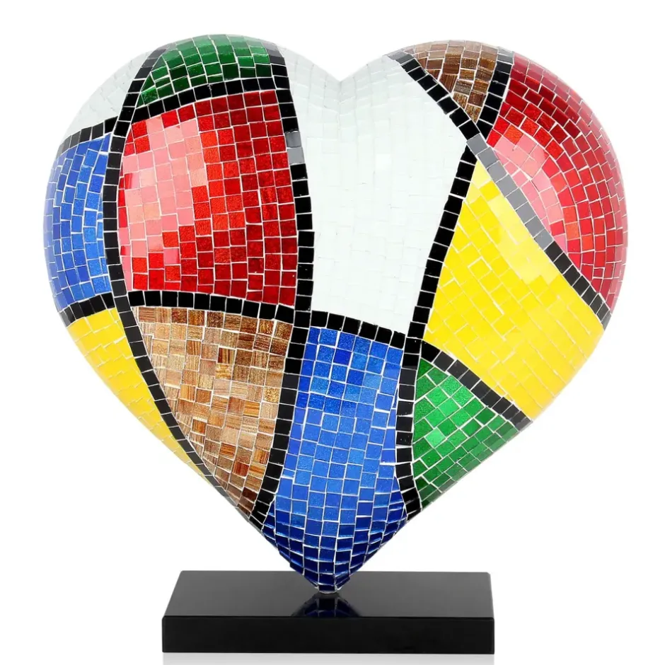Statues & Sculptures Table Top|Pop Art^Mosaic Heart v2 46cm Pop Art Resin Indoor Sculpture