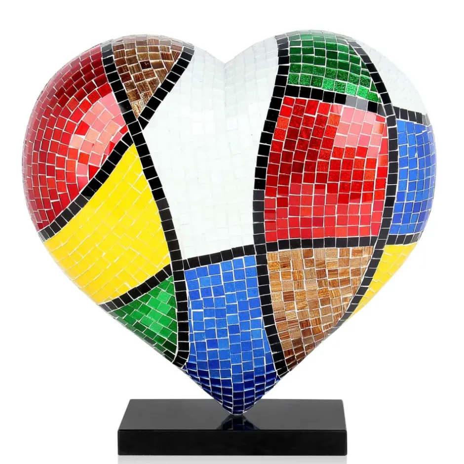 Statues & Sculptures Table Top|Pop Art^Mosaic Heart v2 46cm Pop Art Resin Indoor Sculpture