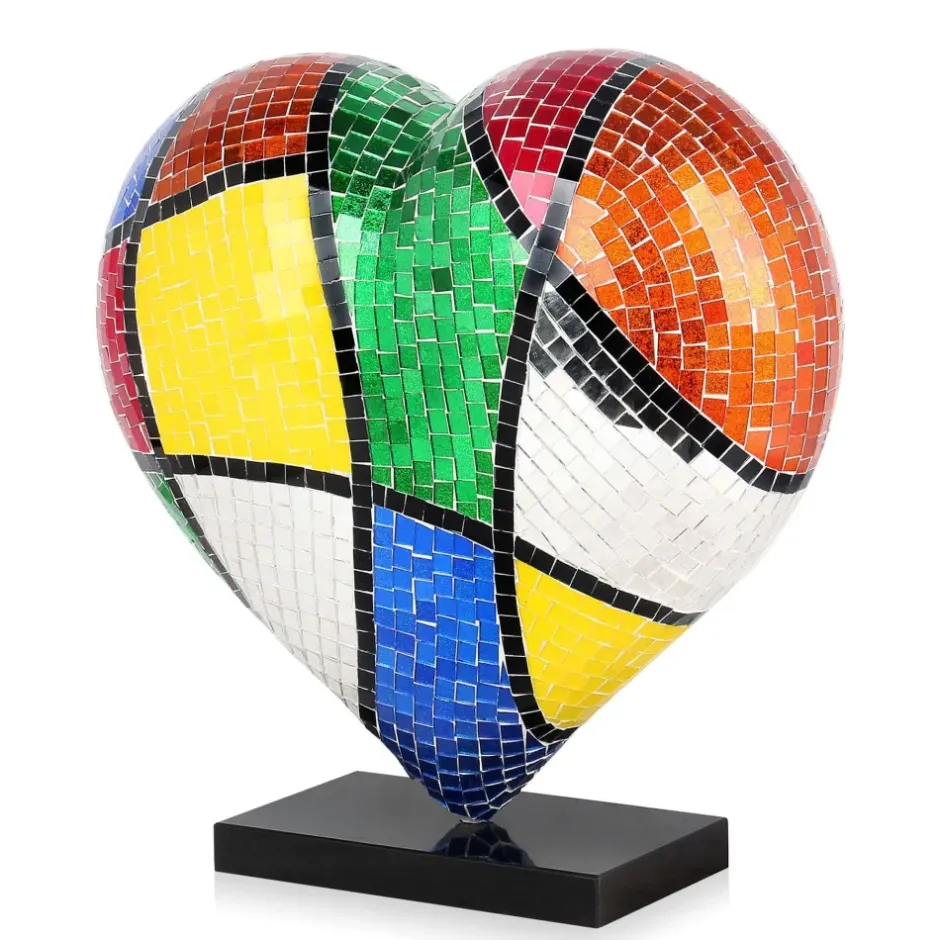 Statues & Sculptures Table Top|Pop Art^Mosaic Heart v1 46cm Pop Art Resin Indoor Sculpture