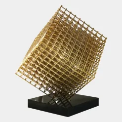 Statues & Sculptures Floor Standing|Abstract^Multiverse 120cm Gold Geometric Metal Garden Sculpture