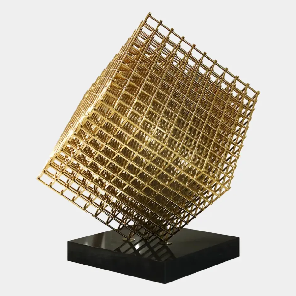 Statues & Sculptures Table Top|Floor Standing^Multiverse 100cm Gold Geometric Metal Garden Sculpture