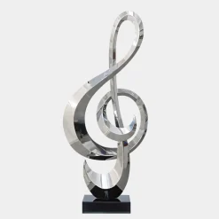 Statues & Sculptures Floor Standing|Abstract^Musical Pulse 106cm Silver Metal Indoor Sculpture