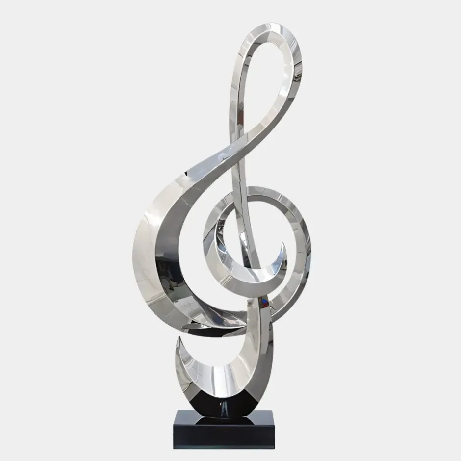 Statues & Sculptures Floor Standing|Abstract^Musical Pulse 106cm Silver Metal Indoor Sculpture