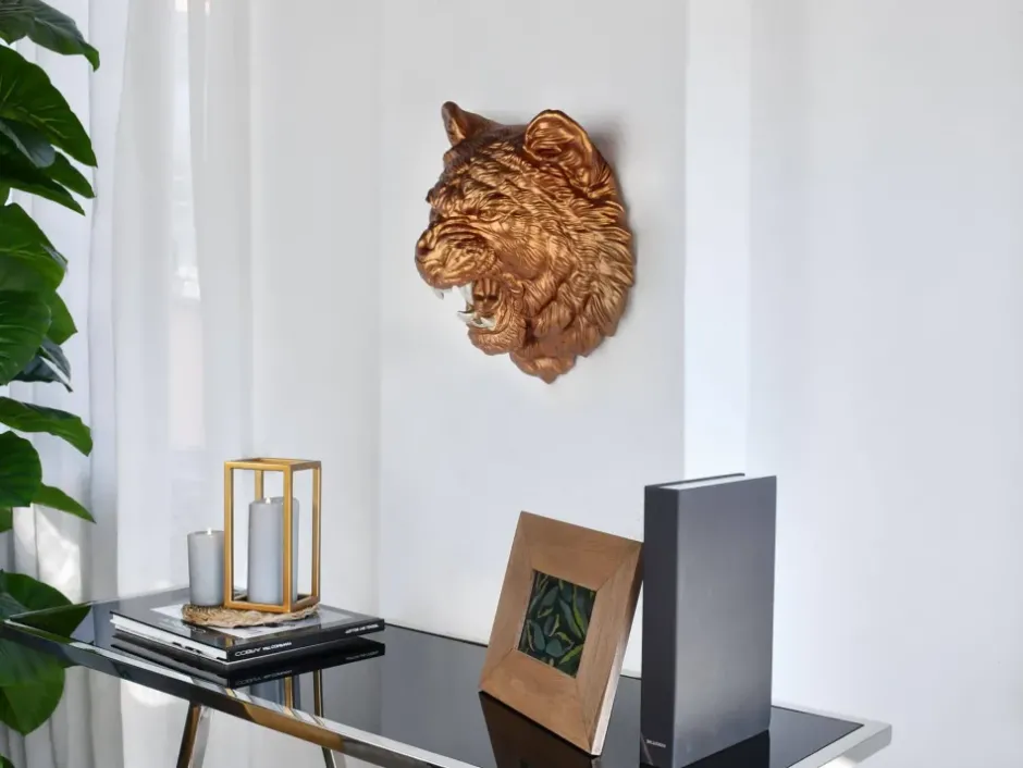 Statues & Sculptures Wall Art|Animals^Mystic Tiger 37cm Bronze Resin Wall Sculpture