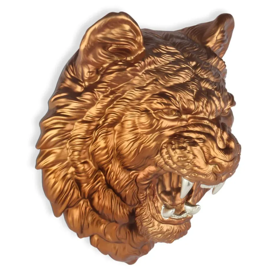 Statues & Sculptures Wall Art|Animals^Mystic Tiger 37cm Bronze Resin Wall Sculpture