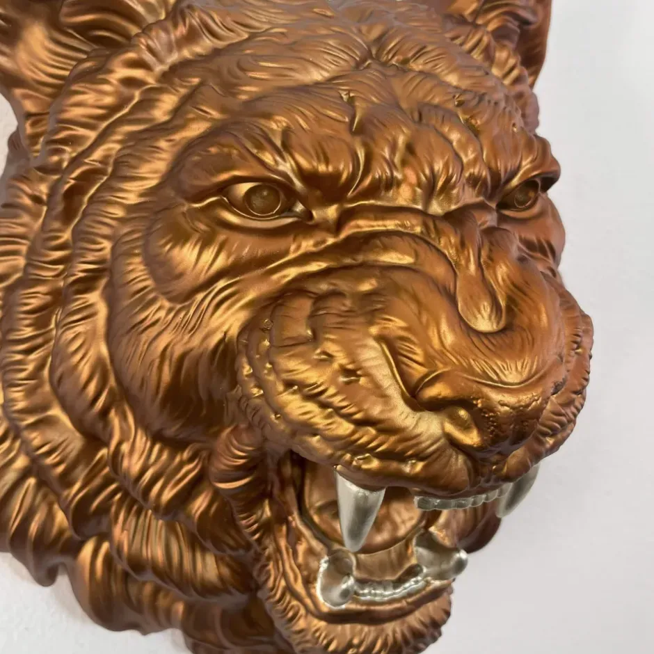 Statues & Sculptures Wall Art|Animals^Mystic Tiger 37cm Bronze Resin Wall Sculpture
