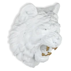 Statues & Sculptures Wall Art|Animals^Mystic Tiger 37cm White Resin Wall Sculpture