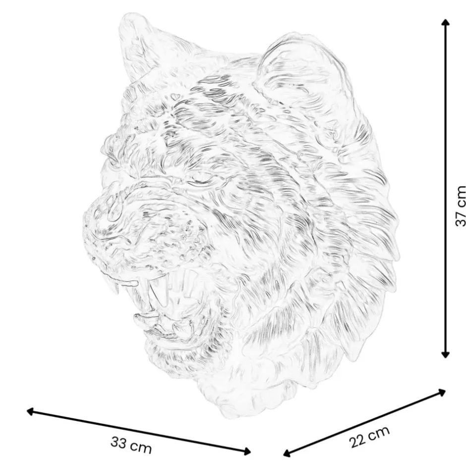Statues & Sculptures Wall Art|Animals^Mystic Tiger 37cm White Resin Wall Sculpture