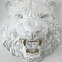 Statues & Sculptures Wall Art|Animals^Mystic Tiger 37cm White Resin Wall Sculpture