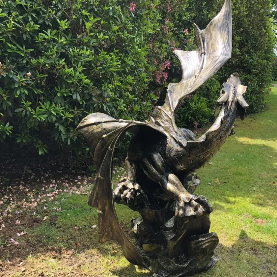 Statues & Sculptures Dragons^Mystical Dragon 232cm Bronze Metal Garden Statue