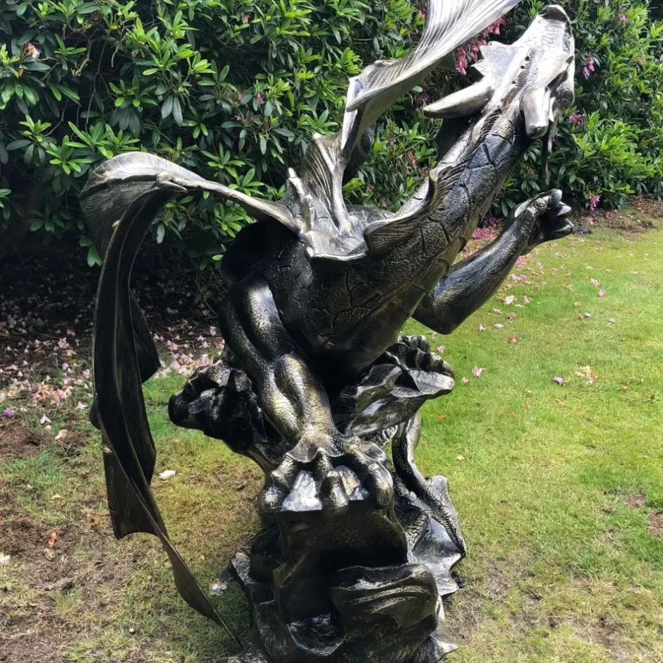 Statues & Sculptures Dragons^Mystical Dragon 232cm Bronze Metal Garden Statue