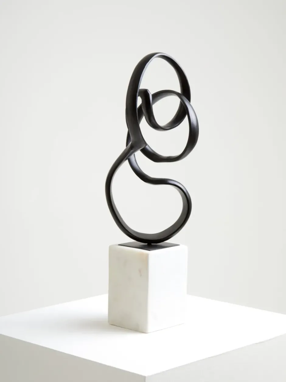 Statues & Sculptures Table Top|Abstract^Mystical Grace 60cm Black Metal Indoor Sculpture