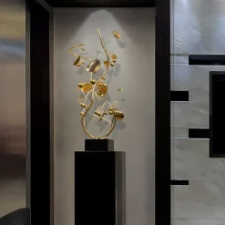 Statues & Sculptures Floor Standing|Abstract^Nebular Bloom 103cm Gold Metal Indoor Sculpture