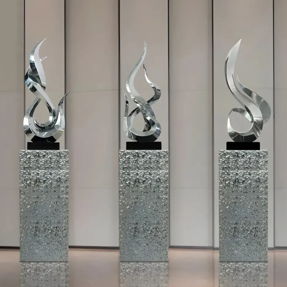Statues & Sculptures Table Top|Floor Standing^Nexus Ignite 93cm Silver Metal Indoor Sculpture v1