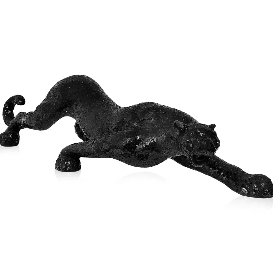 Statues & Sculptures Table Top|Animals^Obsidian Panther 24cm Black Resin Indoor Sculpture
