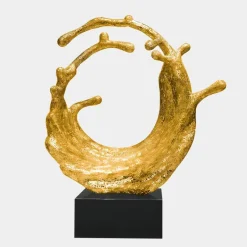 Statues & Sculptures Floor Standing|Abstract^Oceanic Wave 117cm Gold Metal Indoor Sculpture