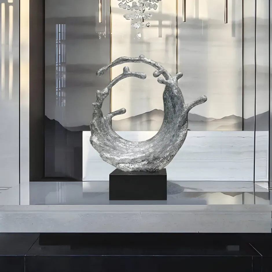 Statues & Sculptures Floor Standing|Abstract^Oceanic Wave 117cm Gold Metal Indoor Sculpture