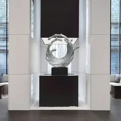 Statues & Sculptures Floor Standing|Abstract^Oceanic Wave 117cm Gold Metal Indoor Sculpture