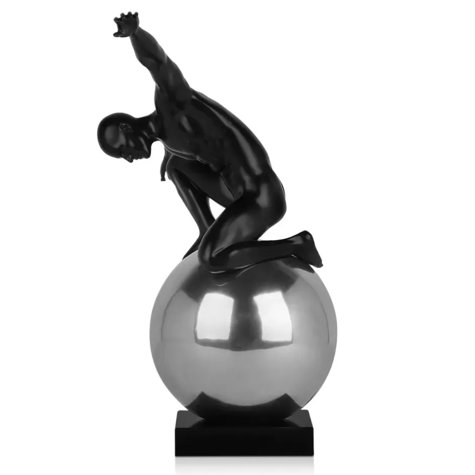 Statues & Sculptures Figurative|Table Top^Orbital Balance 47cm Black Resin Indoor Sculpture