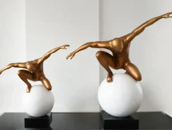 Statues & Sculptures Figurative|Table Top^Orbital Balance 65cm Gold Resin Indoor Sculpture