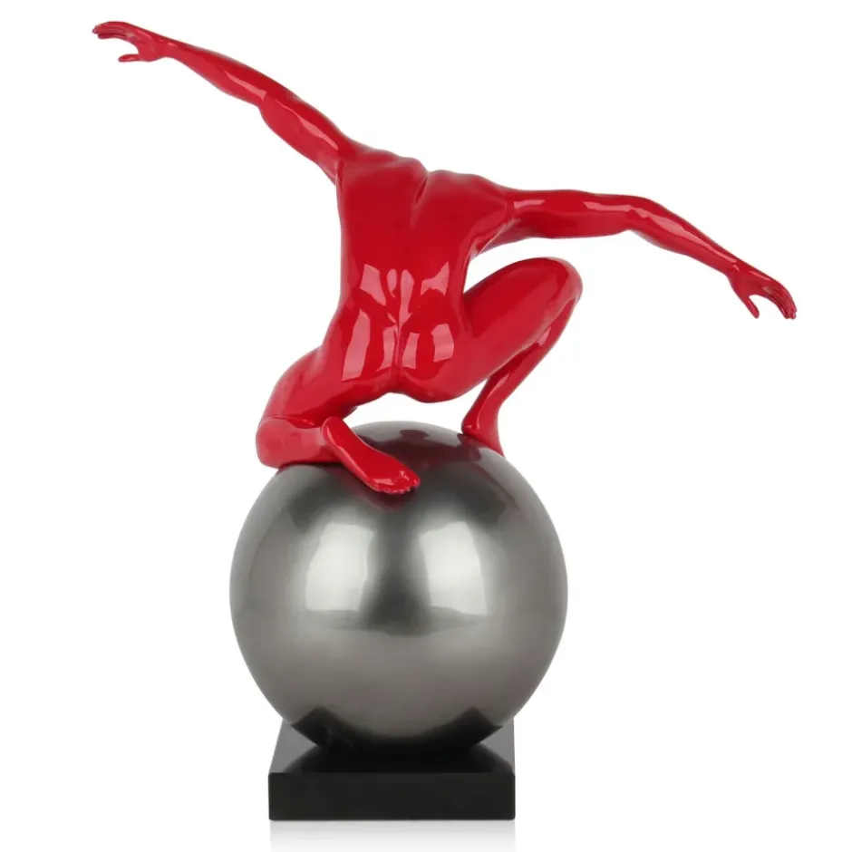Statues & Sculptures Figurative|Table Top^Orbital Balance 47cm Red Resin Indoor Sculpture