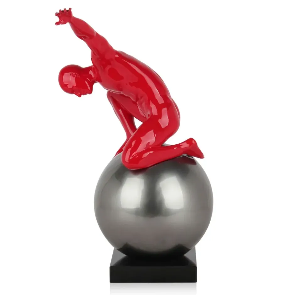 Statues & Sculptures Figurative|Table Top^Orbital Balance 47cm Red Resin Indoor Sculpture