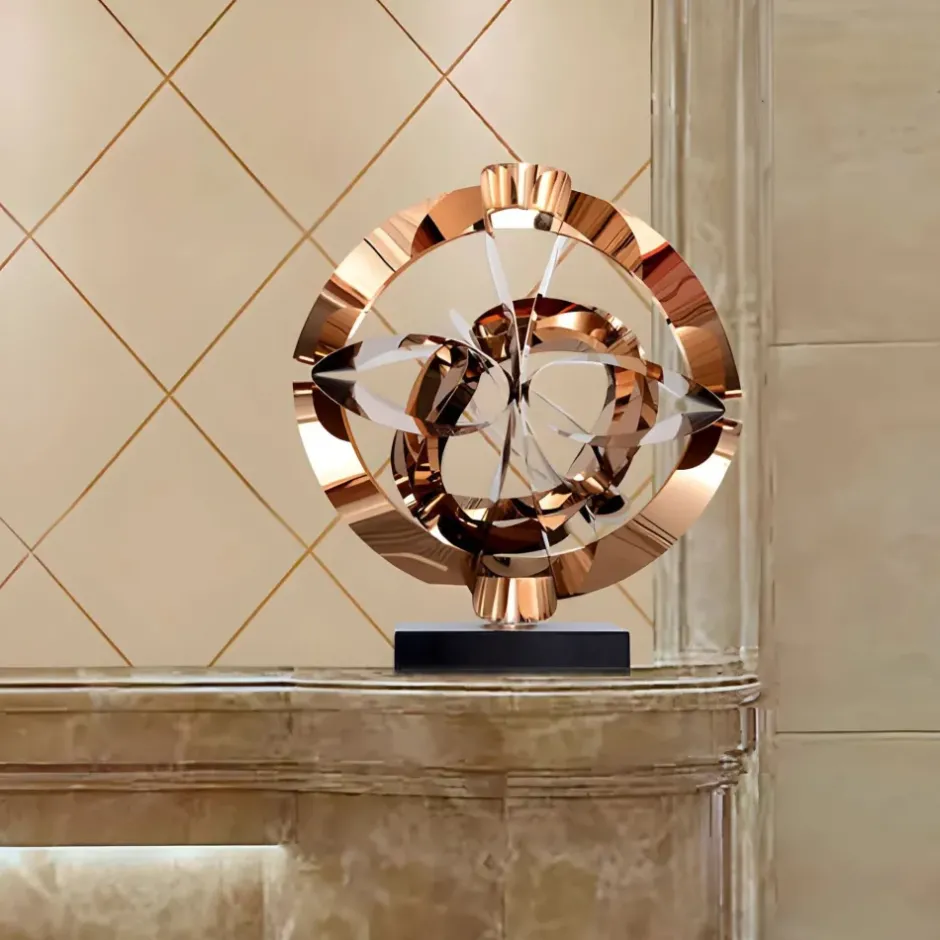 Statues & Sculptures Table Top|Abstract^Orbital Chaos 55cm Copper Metal Indoor Sculpture